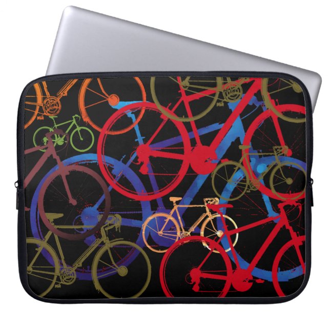 Colour Bikes Black Laptop Sleeve (Front)