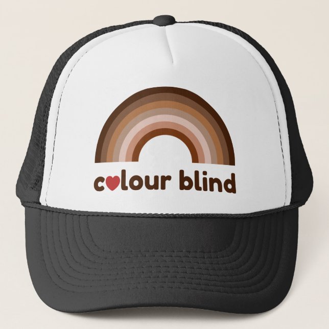 Colour blind love rainbow trucker hat (Front)