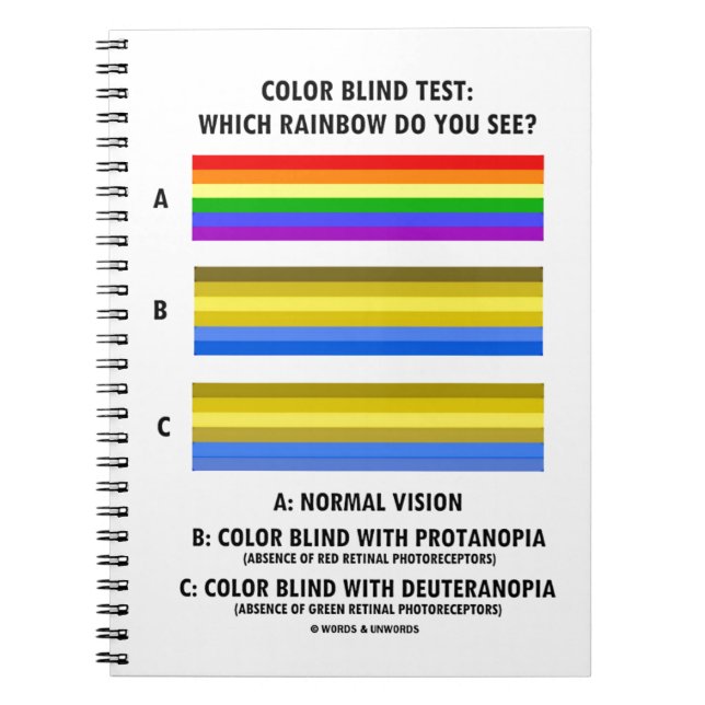 Colour Blind Test Which Rainbow Do You See? Notebook (Front)