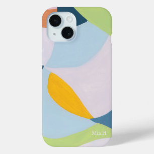 Colour block Abstract Art Custom Monogram Initial iPhone 15 Case