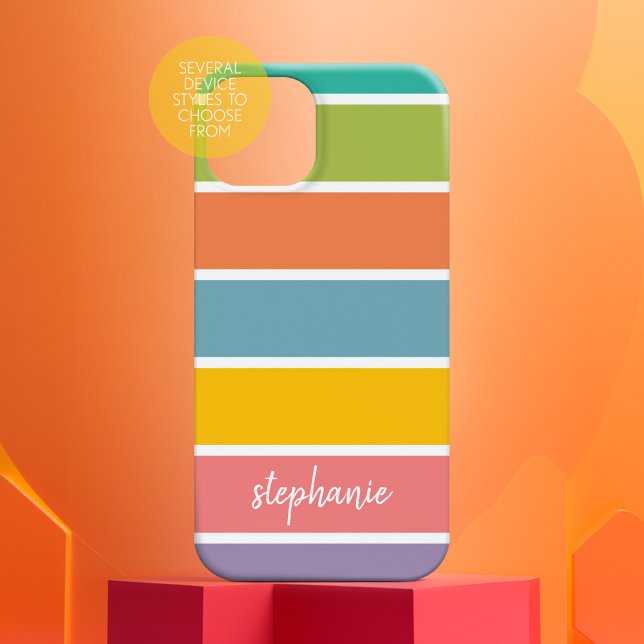 Colour Block and Handwritten Script Name Case-Mate iPhone Case (Personalized Phone Case - Many Device Styles to Choose From)