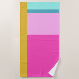 Colour Block Art Geometric Shapes Bright Turquoise Beach Towel