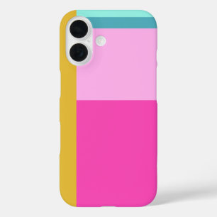 Colour Block Art Geometric Shapes Bright Turquoise iPhone 16 Case