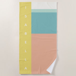 Colour Block Art in Retro Beach Pastel Colours Nam Beach Towel
