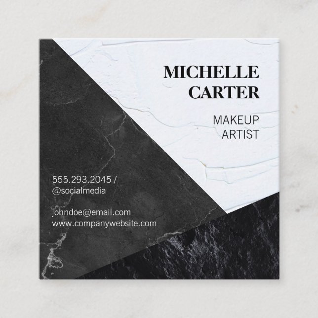 Colour Block | Beautician | Stylist | MUA Square Business Card (Front)
