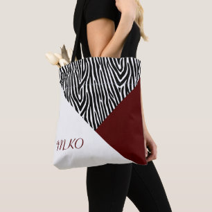 Colour Block Black and Burgundy Tote Bag