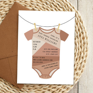 Colour Block Bodysuit Clothesline Baby Shower Invitation