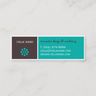 Colour Block Brown and Aqua Retro Business Card