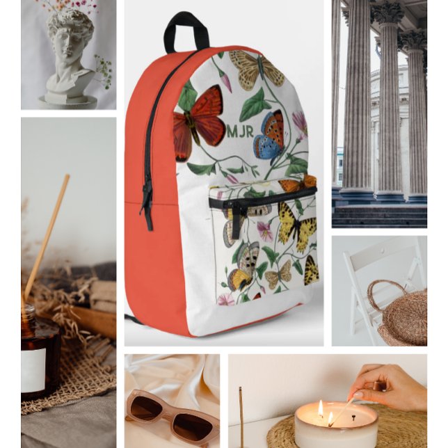 Colour block Butterflies Pink- Red Printed Backpack (Creator Uploaded)