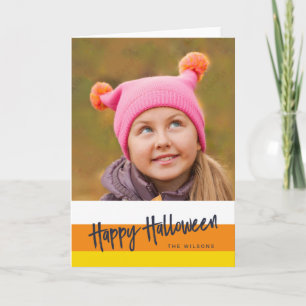 Colour Block Candy Corn Happy Halloween Photo Card
