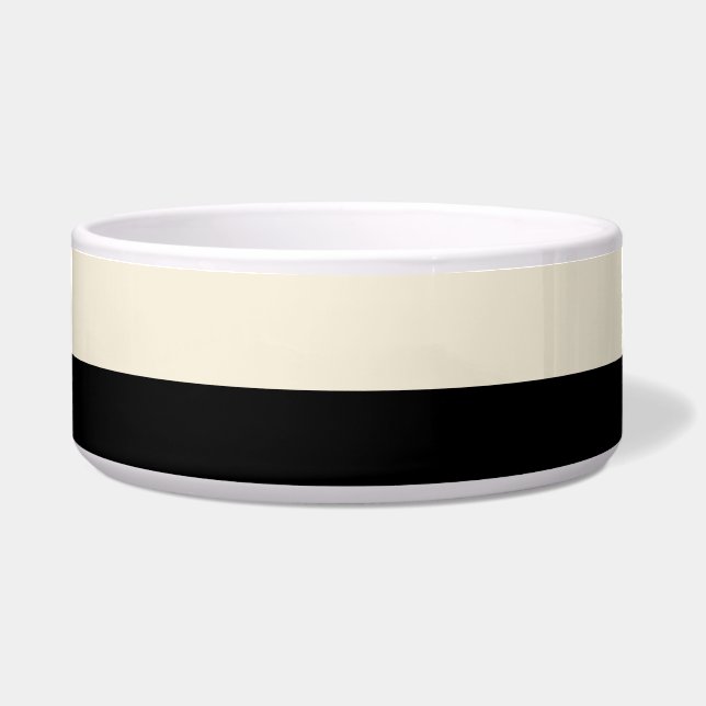 Colour Block Ceramic Food Water Bowl (Black/Egg) (Front)