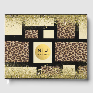 Colour Block Cream Ivory Black & Leopard Cheetah Guest Book