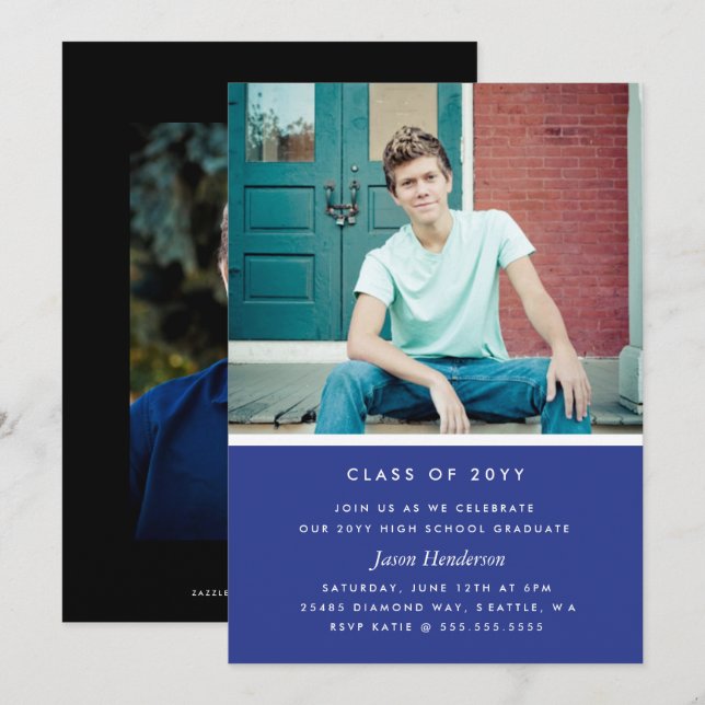 Colour Block Graduation Invite (Front/Back)