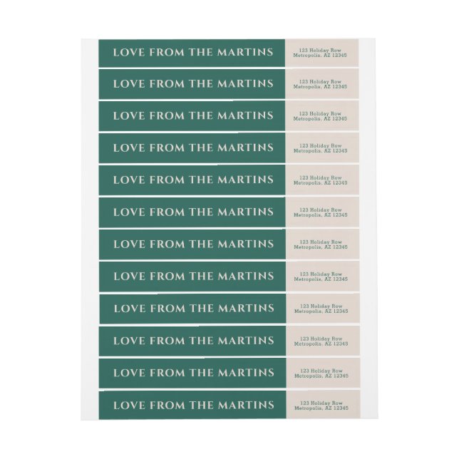 Colour Block Green and Blush Skinny Mail Label (Sheet)