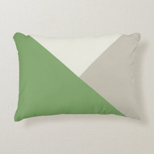 Colour Block Green Beige Decorative Cushion