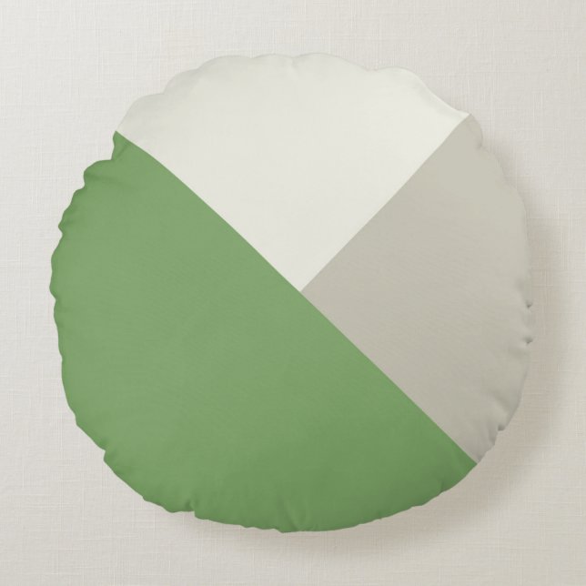 Colour Block Green Beige Round Cushion (Front)