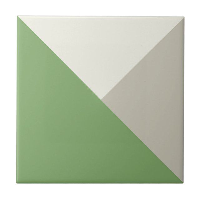 Colour Block Green Beige Tile (Front)