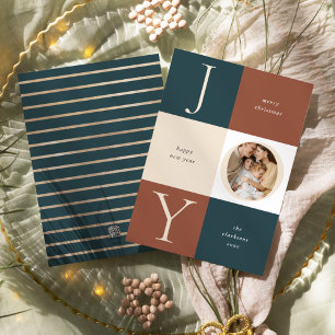 Colour Block JOY Neutral Holiday Photo Card