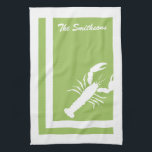 Colour Block Lobster American MoJo Kitchen Towels<br><div class="desc">Personalised Printed Lime and White Colour Blocked Style Lobster American MoJo Kitchen Towels.  Personalise with your family name.  Coordinate with our napkins and placemats.</div>