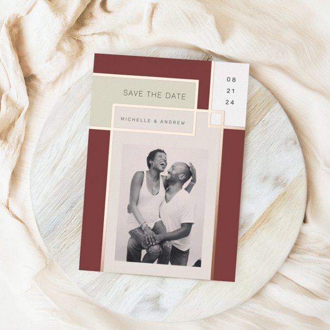 Colour Block Mid Century Modern Save The Date (Creator Uploaded)