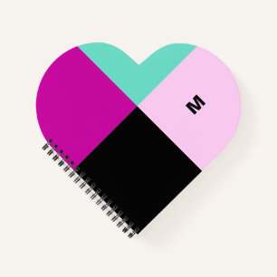 Colour Block Modern Stylish Trendy Custom Monogram Notebook