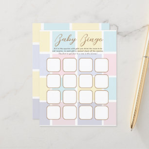Colour Block Pastel Baby Shower Bingo Games