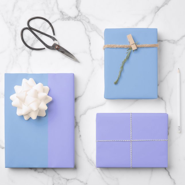 Colour Block Periwinkle Pastel Blue Solid Colour Wrapping Paper Sheet (Front)