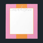 Colour Block Personalised Script Name Notepad<br><div class="desc">PreppyPrint.com - Add your personalised touch to this notepad. Click "personalise" then "customise" to change the font colour and size to adjust for the right look for your name. Transfer this design onto the products of your choice too! Please visit my designer store,  PreppyPrint.com,  for coordinating items.</div>