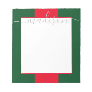 Colour Block Personalised Script Name Notepad