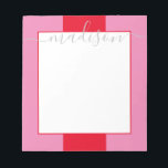 Colour Block Personalised Script Name Notepad<br><div class="desc">PreppyPrint.com - Add your personalised touch to this notepad. Click "personalise" then "customise" to change the font colour and size to adjust for the right look for your name. Transfer this design onto the products of your choice too! Please visit my designer store,  PreppyPrint.com,  for coordinating items.</div>