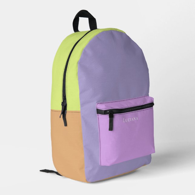 Colour Block Personalised with Name Printed Backpack (Back Corner Left)