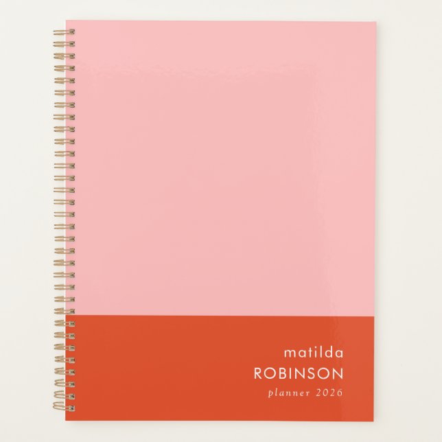 Colour Block Pink and Red Modern Feminine 2026 Planner (Front)
