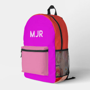 Colour block Primary Colour Monogram Name Printed Backpack