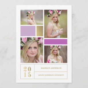 Colour Block Purple Graduation Invitation
