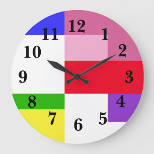 Colour Block Rainbow Large Clock