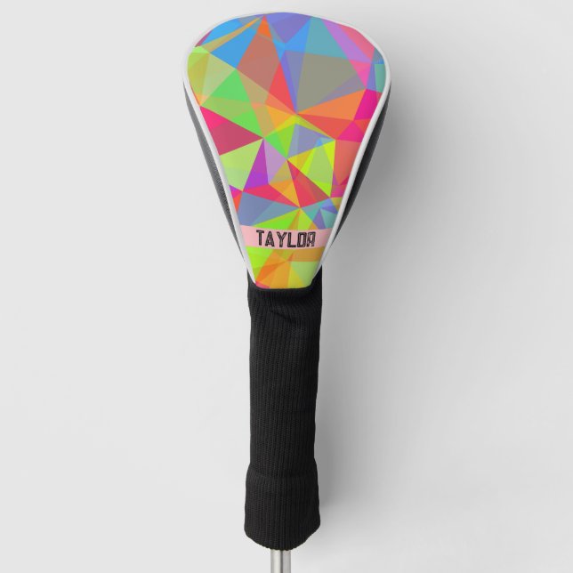 Colour block Stripe Monogram Name Rainbow Golf Head Cover (Front)