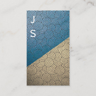 Colour Block Swirly Pattern Monogram Business Card