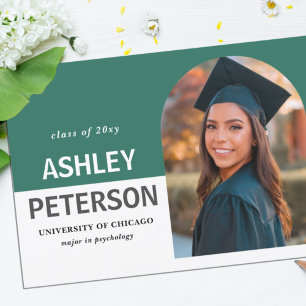 Colour Block Teal Arch Photo Graduation Invitation