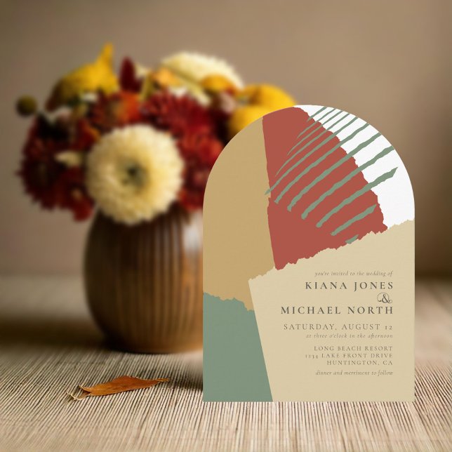 Colour Block Wedding Autumn Arch ID740 Invitation (Creator Uploaded)