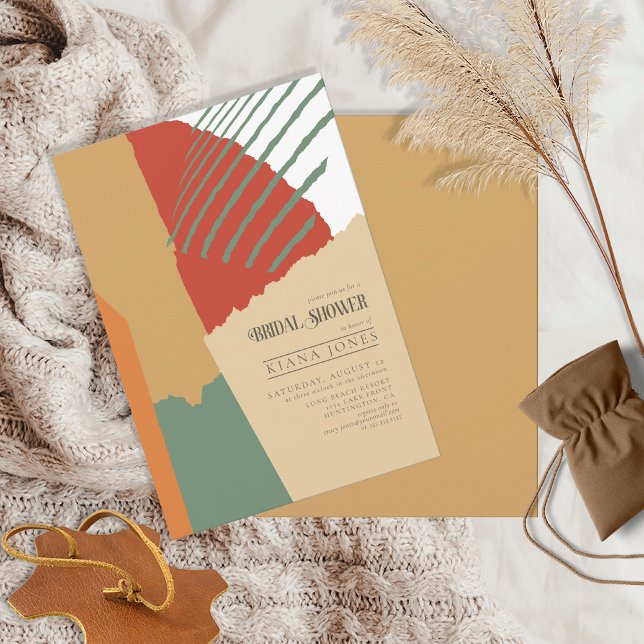 Colour Block Wedding Bridal Shower Autumn ID740 Invitation (Front/Back In Situ)