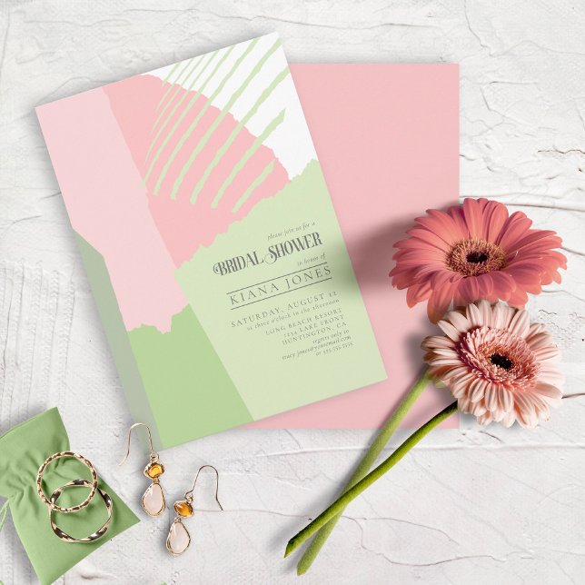 Colour Block Wedding Bridal Shower Spring ID740 Invitation (Front/Back In Situ)