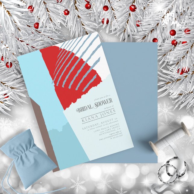 Colour Block Wedding Bridal Shower Winter ID740 Invitation (Front/Back In Situ)