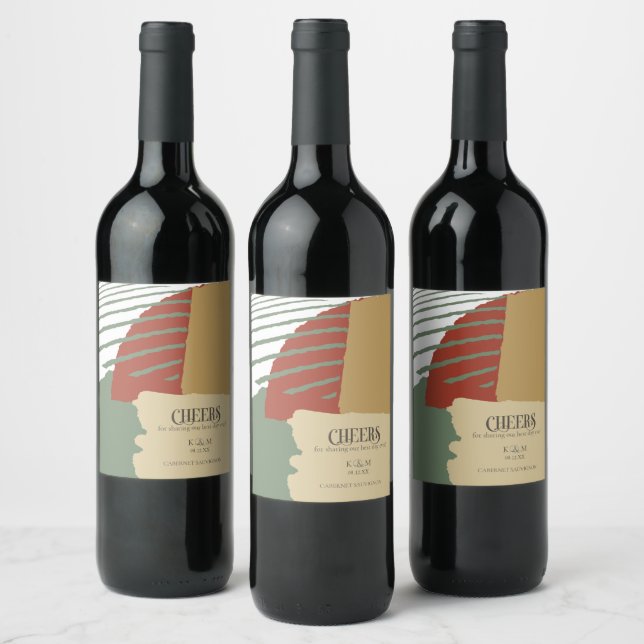 Colour Block Wedding Cheers Autumn ID740 Wine Label (Bottles)