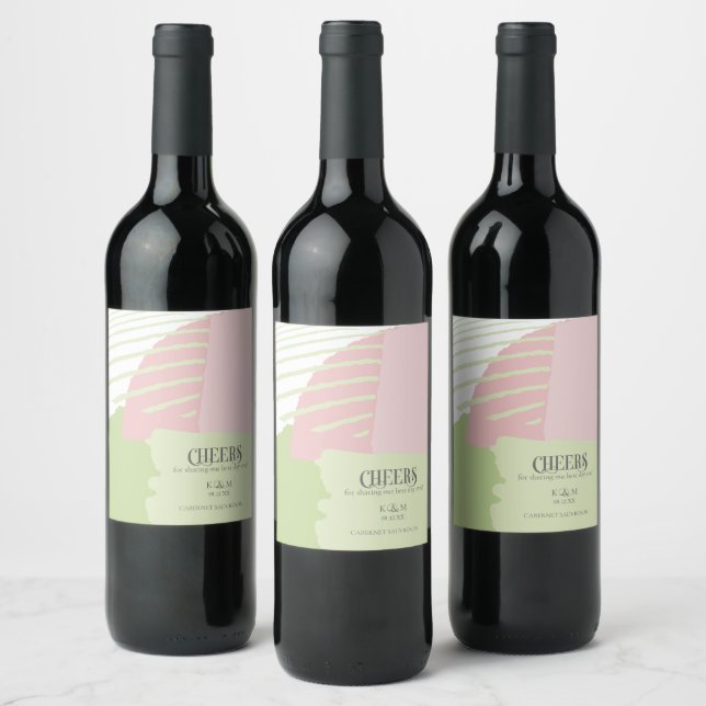 Colour Block Wedding Cheers Spring ID740 Wine Label (Bottles)