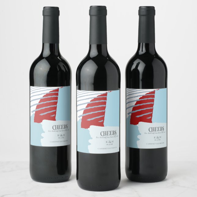 Colour Block Wedding Cheers Winter ID740 Wine Label (Bottles)