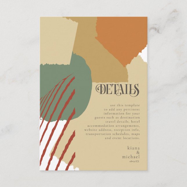 Colour Block Wedding Details Autumn ID740 Enclosure Card (Front)