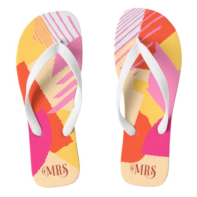 Colour Block Wedding Mrs Bride Summer ID740 Jandals (Footbed)