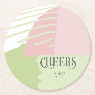 Colour Block Wedding Spring ID740 Round Paper Coaster
