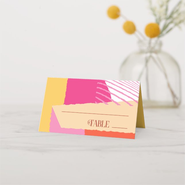 Colour Block Wedding Table Summer ID740 Place Card (Front)