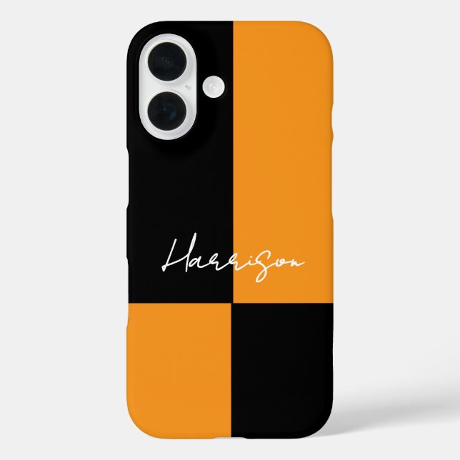 Colour Block Yellow Black Modern Personalised Case-Mate iPhone Case (Back)